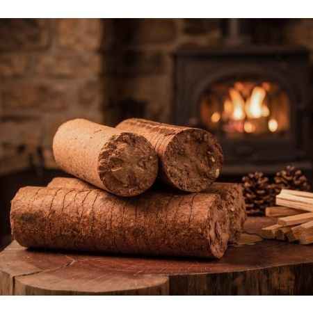 Runde Holzbriketts ganze Palette 912 kg – 190 Packungen à 4,8 kg, PEFC