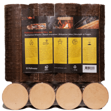 Runde Buche Briketts ganze Palette 960 kg – 96 Packungen à 10 kg